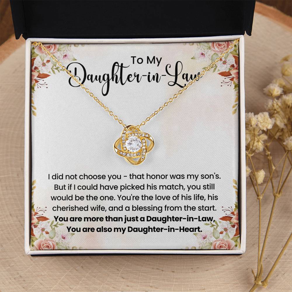 To My Beautiful Daughter In Law - Love Knot Necklace - Gift for Bonus Daughter