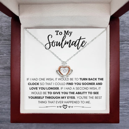 To My Soulmate Necklace - Perfect Gift for Romantic Celebrations & Appreciation Days - Crown Pendant Necklace