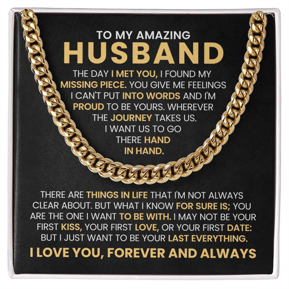 To My Husband Cuban Link Chain – Anniversary & Valentine’s Day Gift from Wife