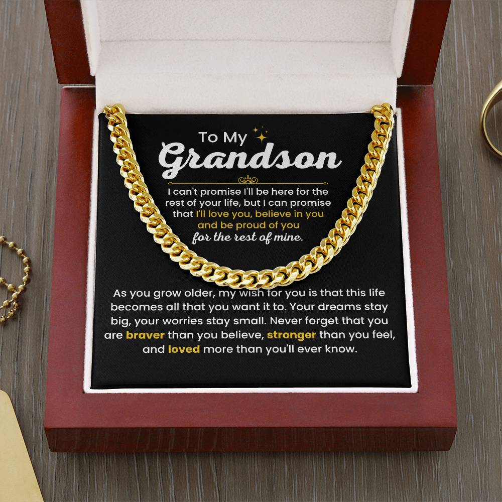 To My Grandson - I Believe in you - Chain Link Chain from Grandparents