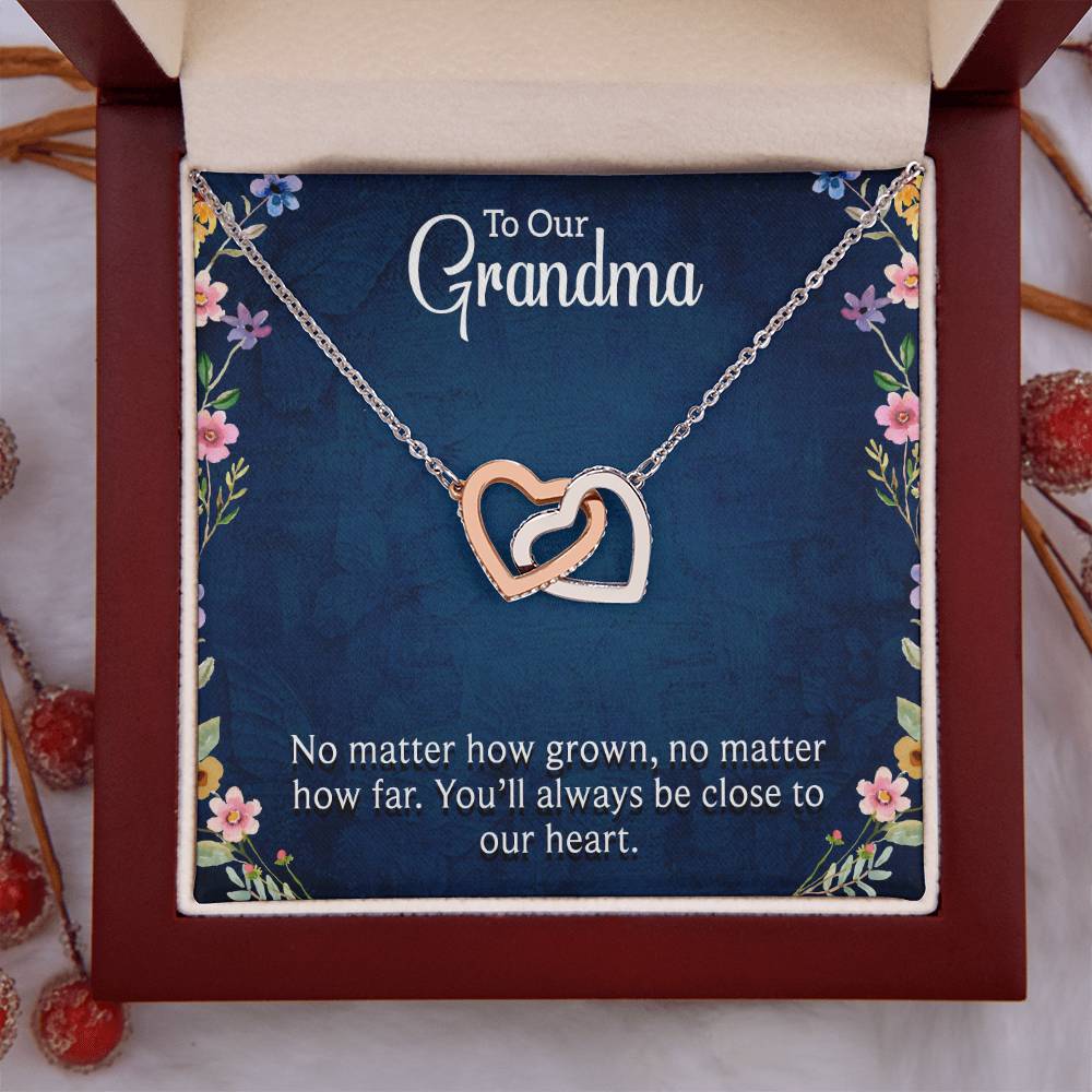 To Our Grandma - You will always be close to our heart - Gift for Grandmother - Interlocking Hearts Necklace