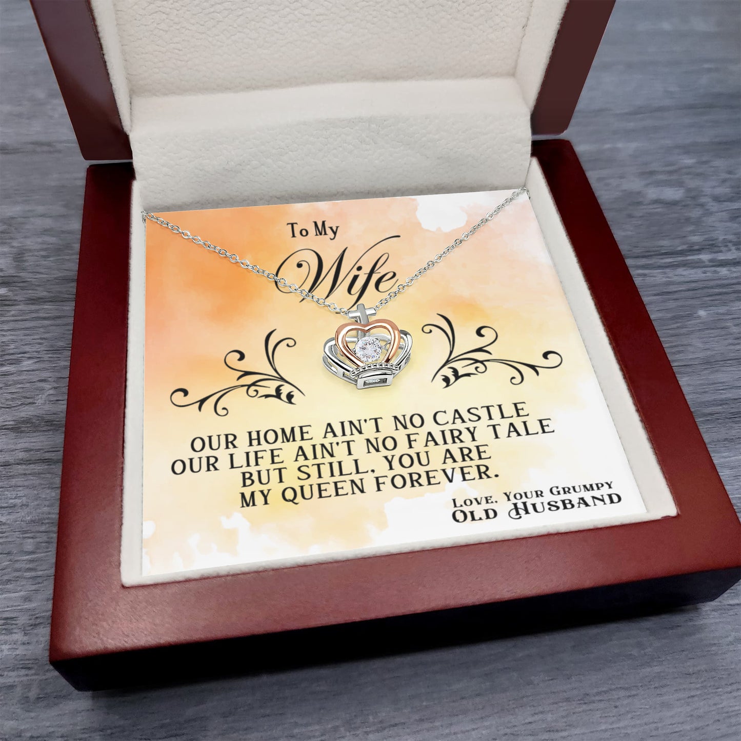 To My Wife Necklace - Perfect Romantic Gift from Husband - Crown Pendant Necklace