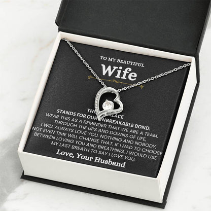 To My Beautiful Wife Necklace - Loving Husband Gift for Christmas, Valentine’s Day & Birthday Celebrations - Forever Love Necklace