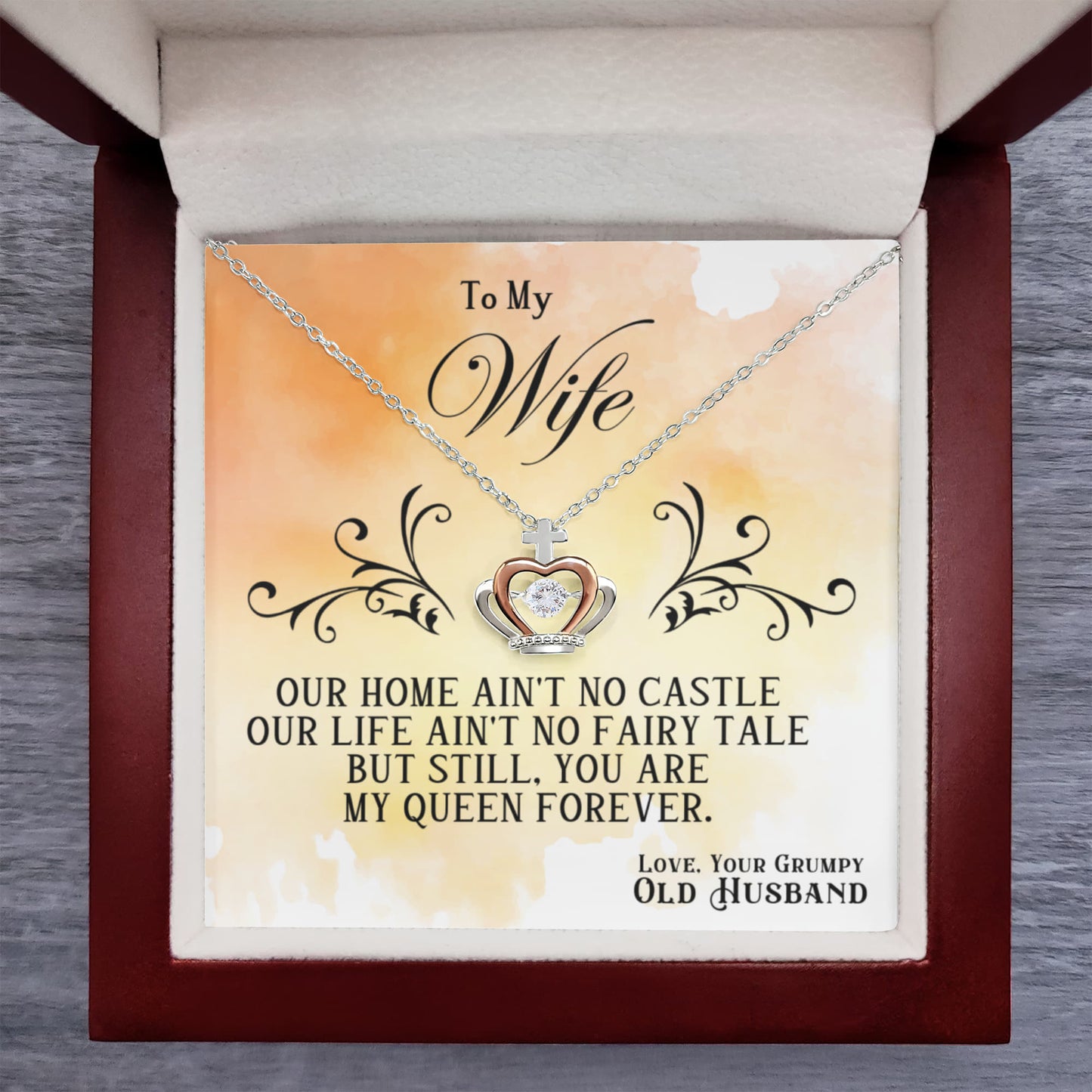 To My Wife Necklace - Perfect Romantic Gift from Husband - Crown Pendant Necklace