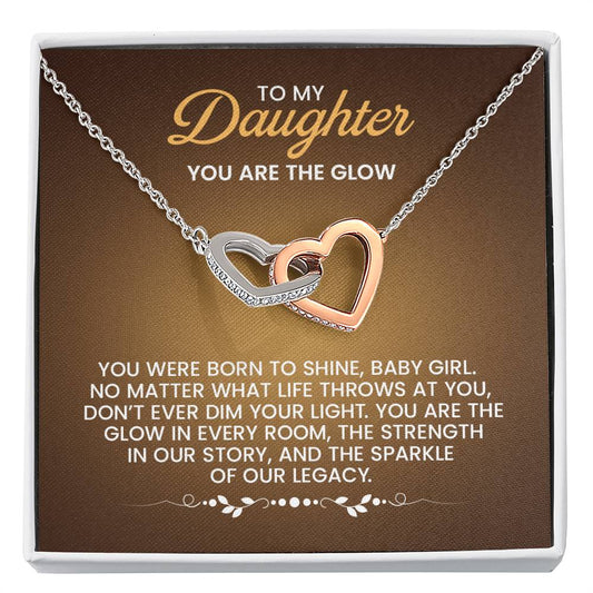 To My Daughter Necklace – Daughter Birthday Graduation Celebration Gift – Interlocking Hearts Necklace