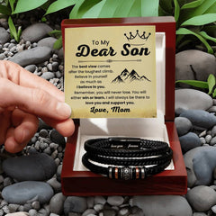 Cross Leather Bracelet for Son, Meaningful Men’s Jewelry Gift for Birthday, Graduation, or Christmas
