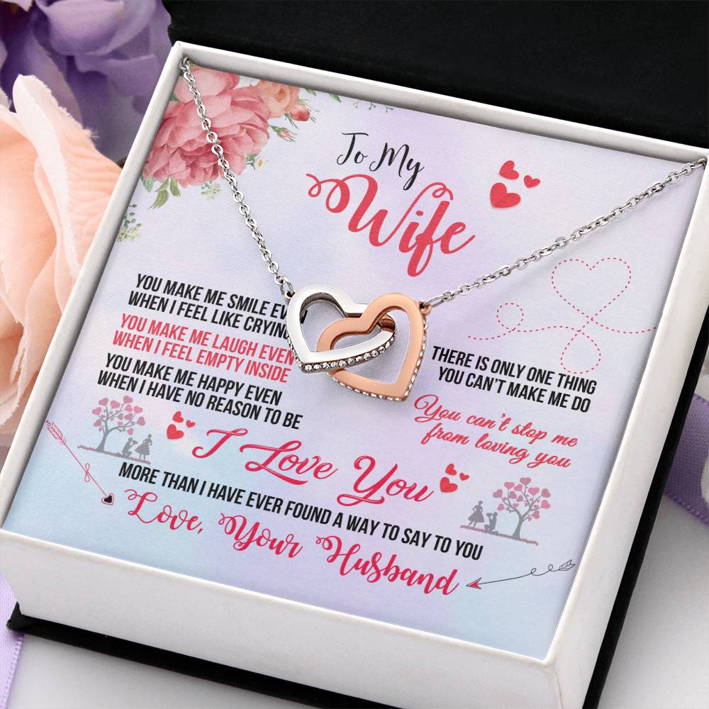 To My Beautiful Wife Necklace - Unforgettable Husband Gift, Emotional Jewelry for Anniversary & Valentine’s Day - Interlocking Hearts Necklace