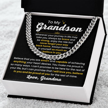 Cuban Link Chain Necklace, Gift for Grandson from Grandma, Stylish Jewelry for Birthday, Graduation & Special Occasions