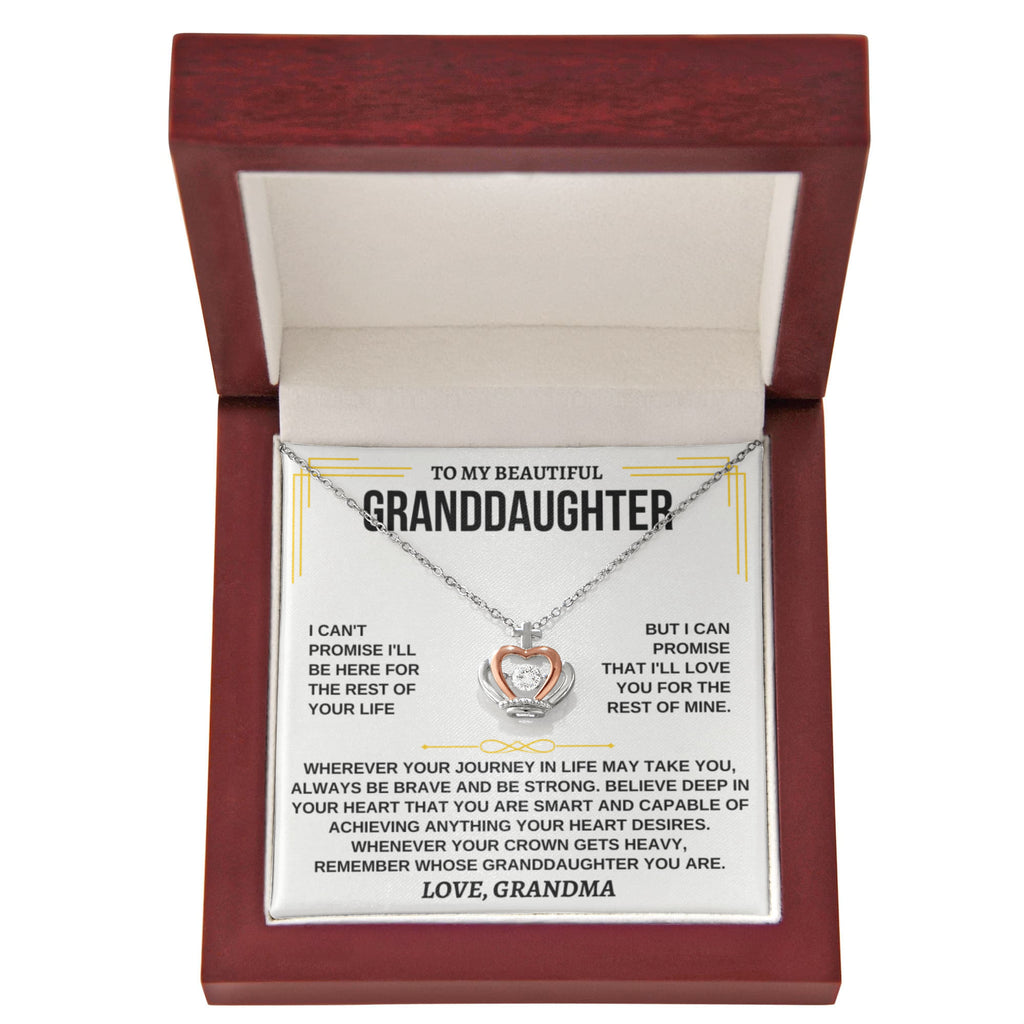 To My Granddaughter Necklace – Timeless Gift from Grandma for Granddaughter – Crown Pendant Necklace