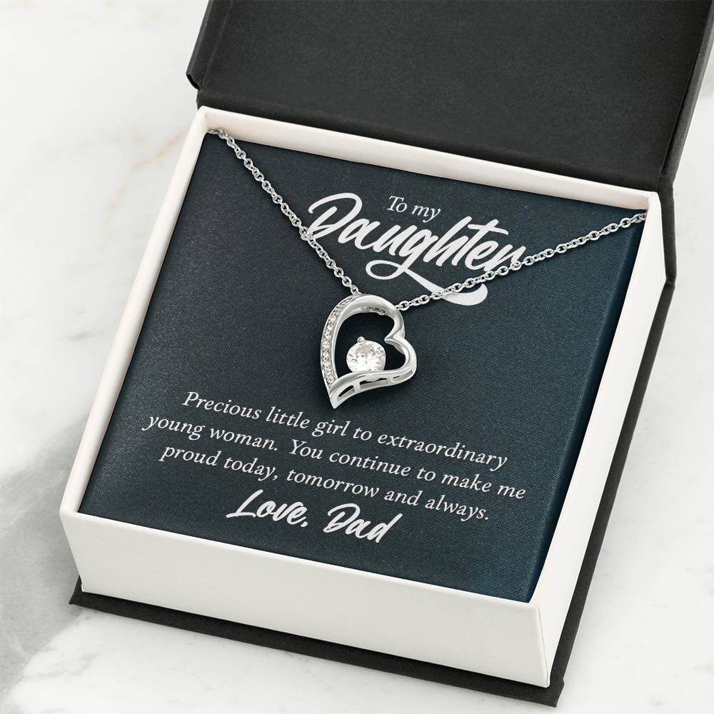 To My Daughter Necklace - Sweetest Daughter Gift from Dad for Birthday Joy & Proud Dad Love - Forever Love Necklace