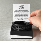 To My Son – Christmas, Birthday Gift from Mom – Men’s Cross Bracelet