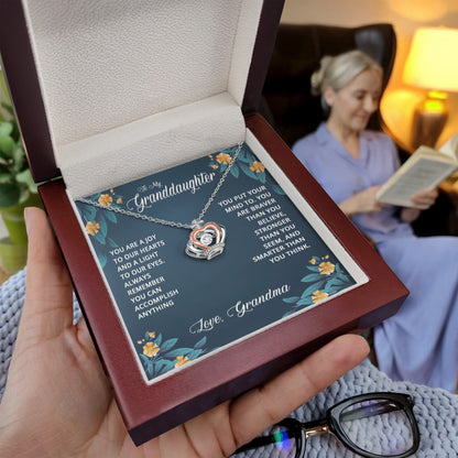 To My Granddaughter Necklace – Valentine Birthday Gift for Granddaughter from Grandma – Crown Pendant Necklace