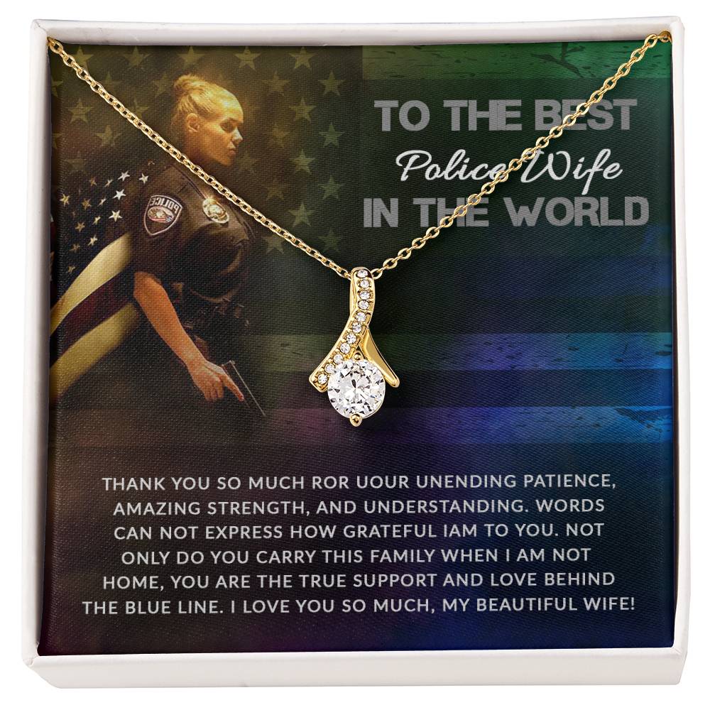 To My Police Wife Necklace - Husband to Wife Jewelry for Romantic Valentine’s Day, Birthday & Anniversary Gifts - Alluring Beauty Necklace