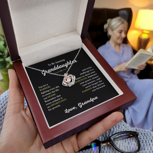 To My Granddaughter Necklace – Graduation & Birthday Gift from Grandpa – Crown Pendant Necklace