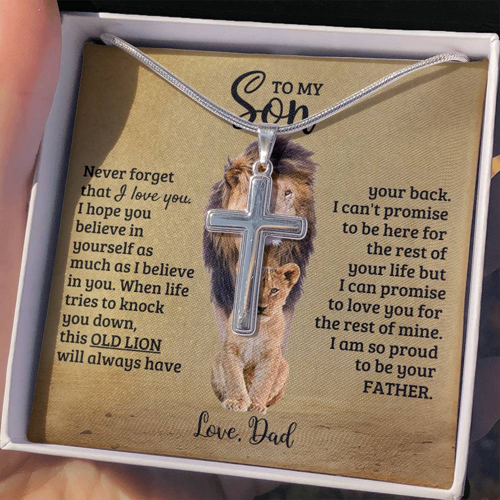 To My Son - Son Present from Dad - I am so proud to be your father - Artisan Cross Necklace