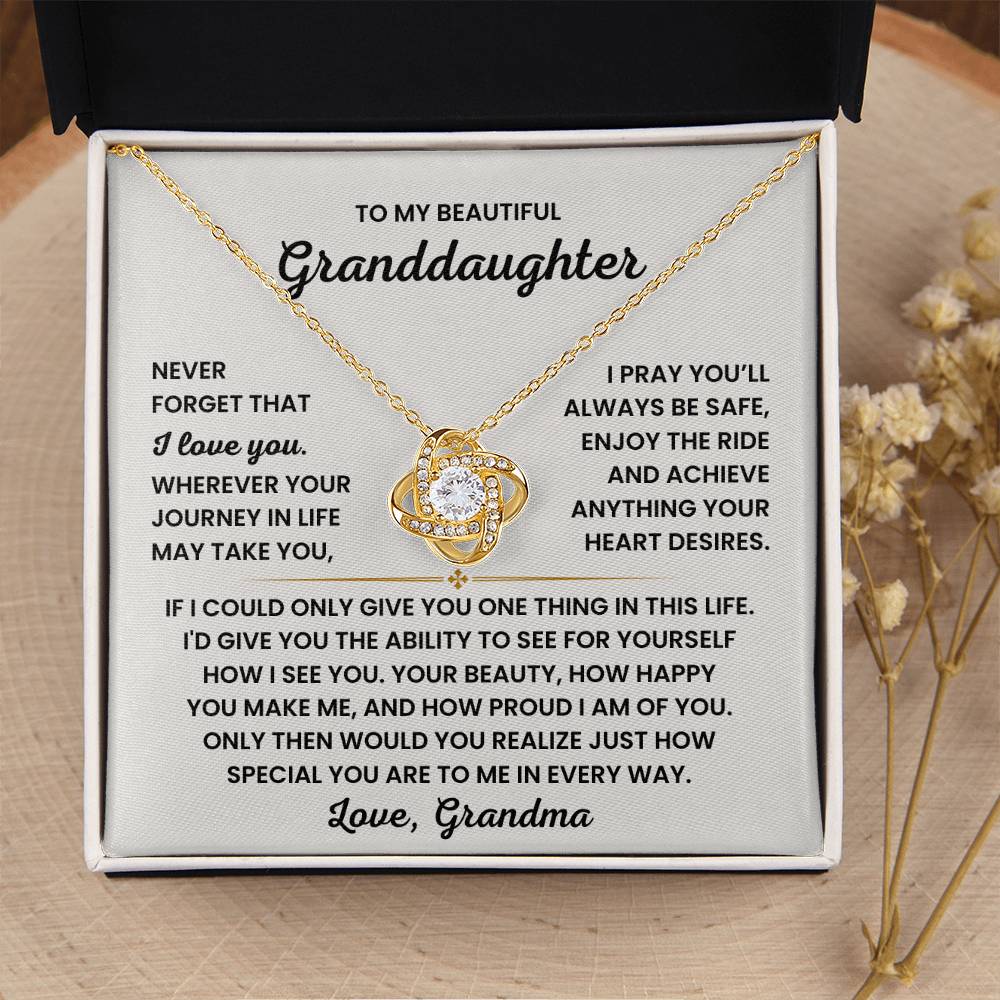 To My Granddaughter Necklace – Graduation & Birthday Gift from Grandma – Love Knot Necklace