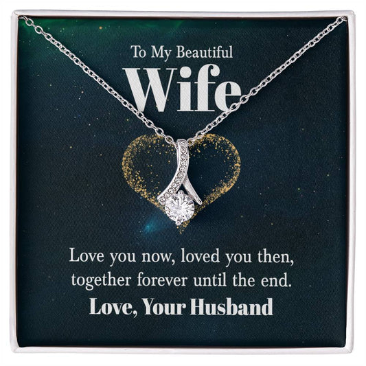 To My Wife Necklace - Husband to Wife Jewelry for Romantic Valentine’s Day, Birthday & Anniversary Gifts - Alluring Beauty Necklace