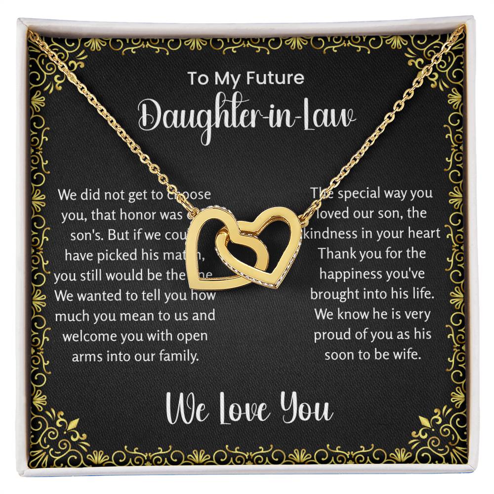To My Future Daughter In Law - Interlocking Hearts Necklace - Gift for Bonus Daughter