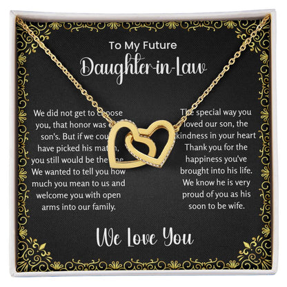 To My Future Daughter In Law - Interlocking Hearts Necklace - Gift for Bonus Daughter