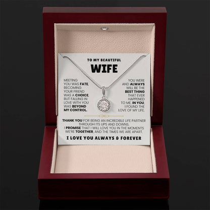 To My Beautiful Wife Necklace - Husband to Wife Jewelry for Romantic Valentine’s Day, Birthday & Anniversary Gifts - Eternal Hope Necklace