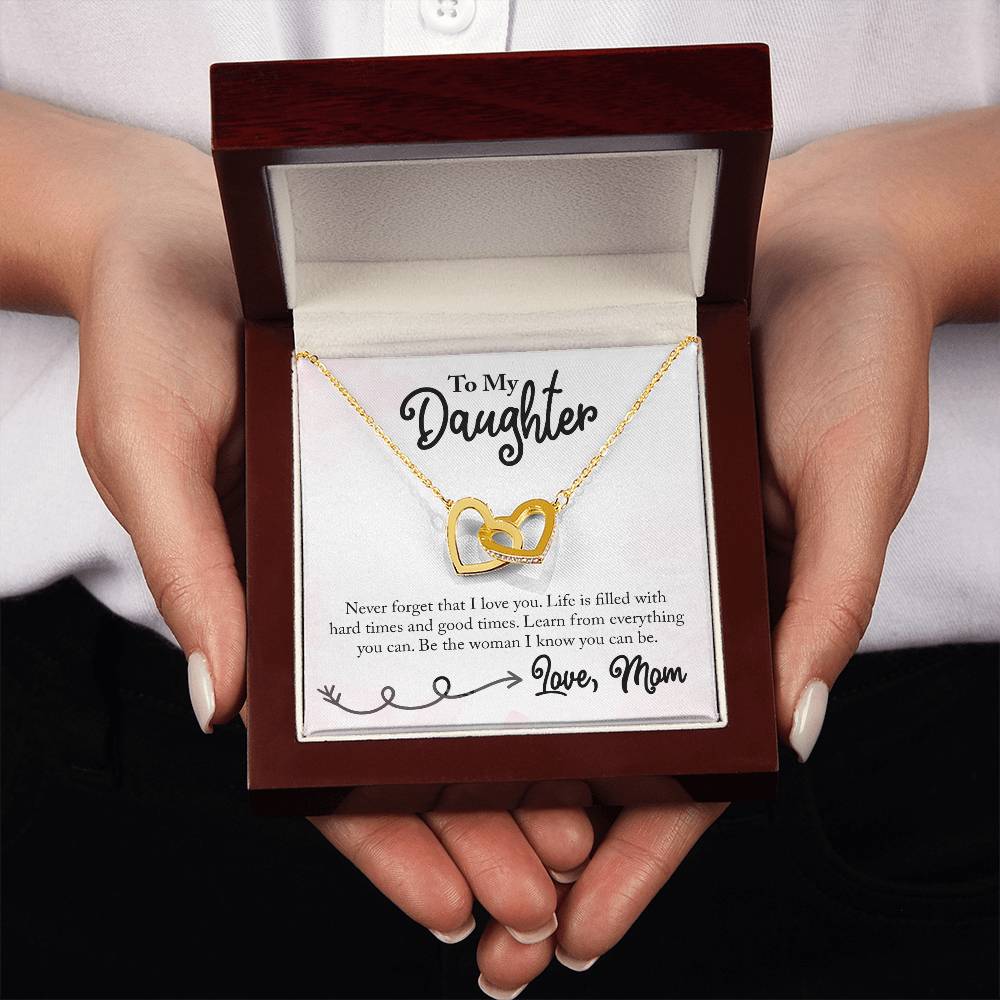 To My Daughter Necklace – Gift for Daughter from Mom – Interlocking Hearts Necklace