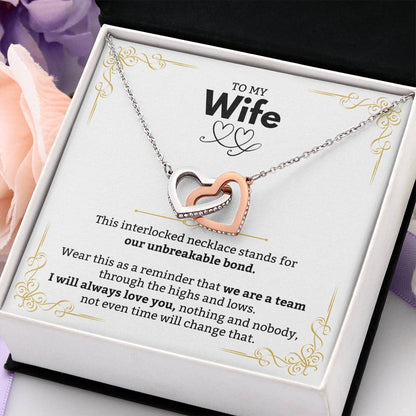 To My Wife Necklace - Anniversary Gift for Her - Birthday Christmas Gifts for Wife - Gifts for Soulmate - Gifts for Her - Interlocking Hearts Necklace
