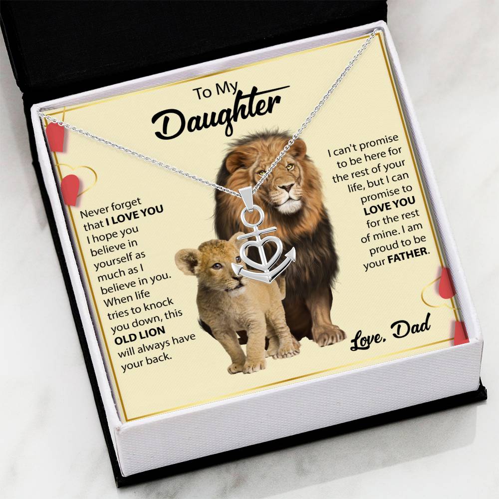 To My Daughter Necklace - Beautiful Daughter Jewelry for Birthday & Proud Dad Moments - Anchor Pendant Necklace