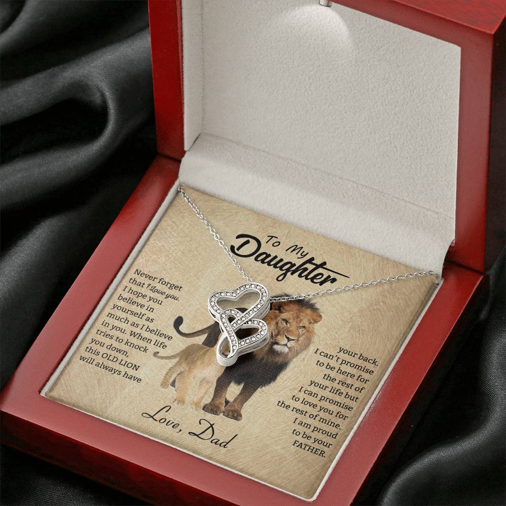 To My Daughter Necklace - Father to Daughter Gift for Graduation, Birthday & Big Life Moments - Heart-to-heart Pendant Necklace