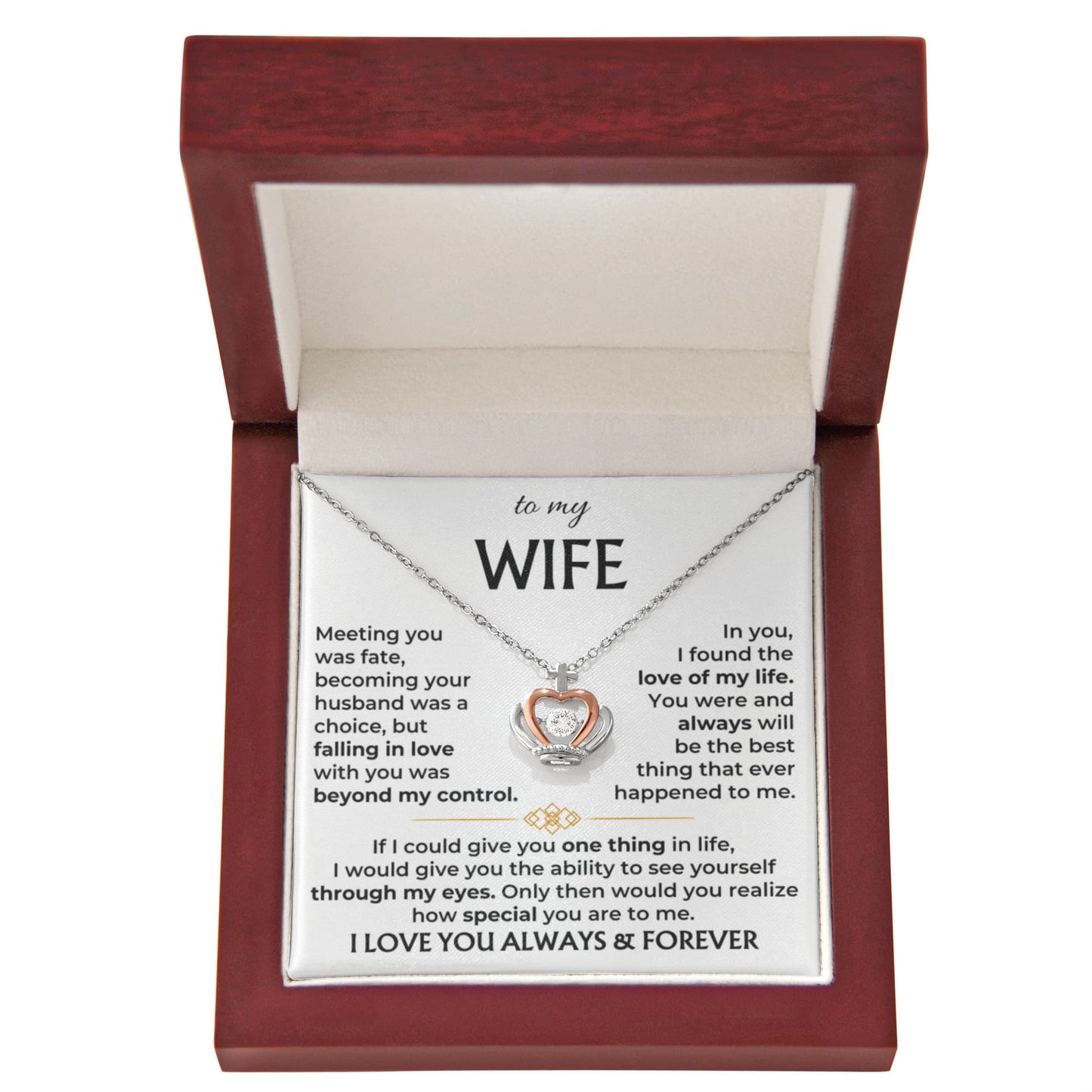 Love Gift for Wife from Husband - Sentimental Jewelry for Valentine’s Day, Anniversary, Birthday & Christmas - Crown Pendant Necklace