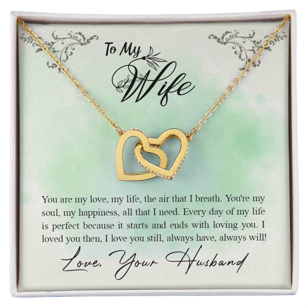 To My Wife Necklace - Romantic Husband to Wife Jewelry for Birthday, Valentine’s Day & Special Celebrations - Interlocking Hearts Necklace