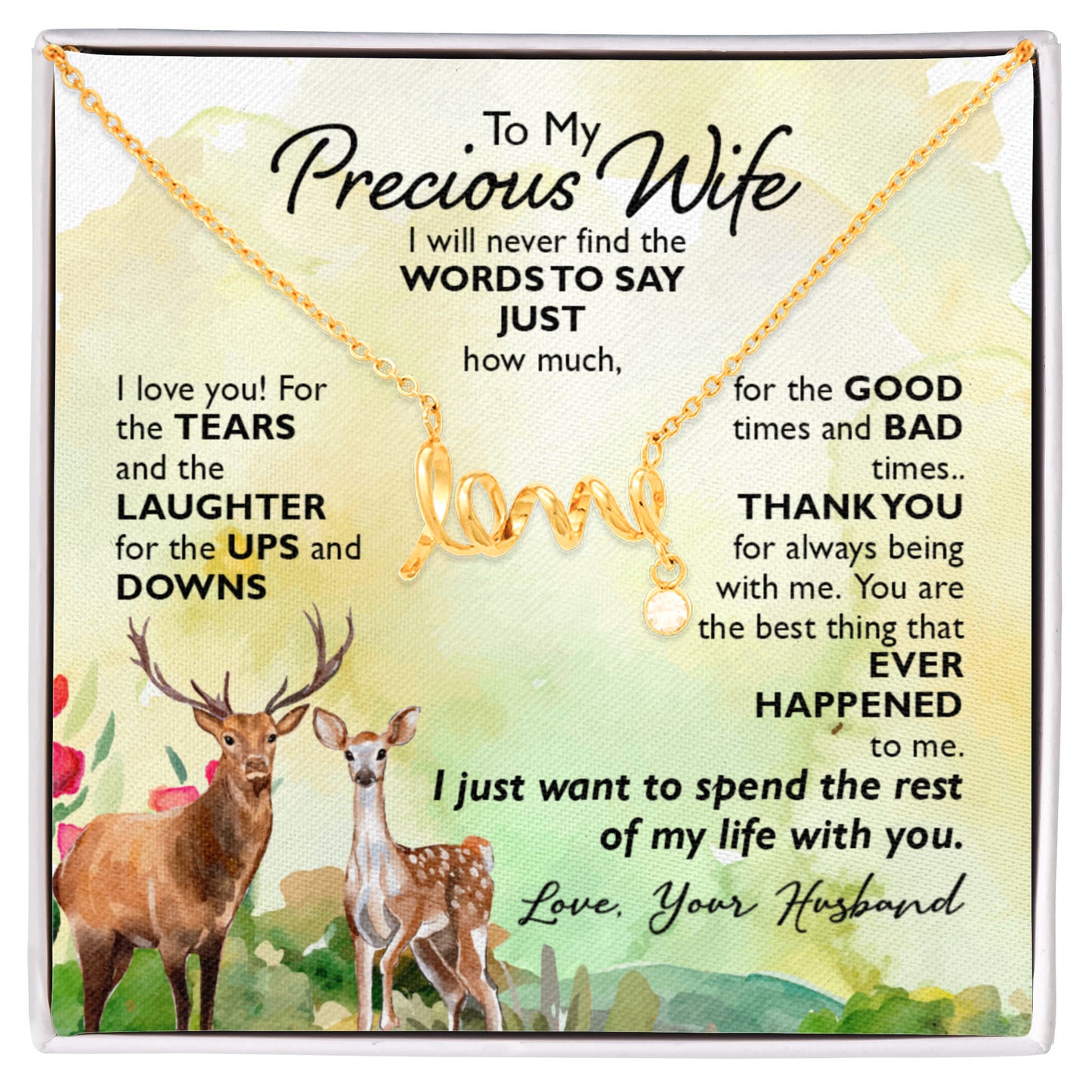 Sentimental Gift for Wife - Emotional Husband-to-Wife Jewelry for Birthday, Christmas & Valentine’s Day - Scripted Love Necklace