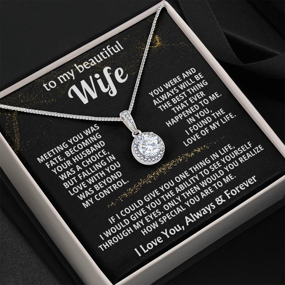 To My Beautiful Wife Necklace - Romantic Husband Gift for Christmas, Valentine’s Day & Anniversary Love Surprises - Eternal Hope Necklace