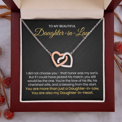 To My Daughter In Law - You are also my Daughter in heart - Interlocking Hearts Necklace