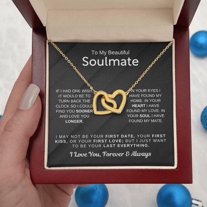 To My Beautiful Soulmate Necklace - Soulmate Necklace Gift for Surprises & Love Moments - Interlocking Hearts Necklace