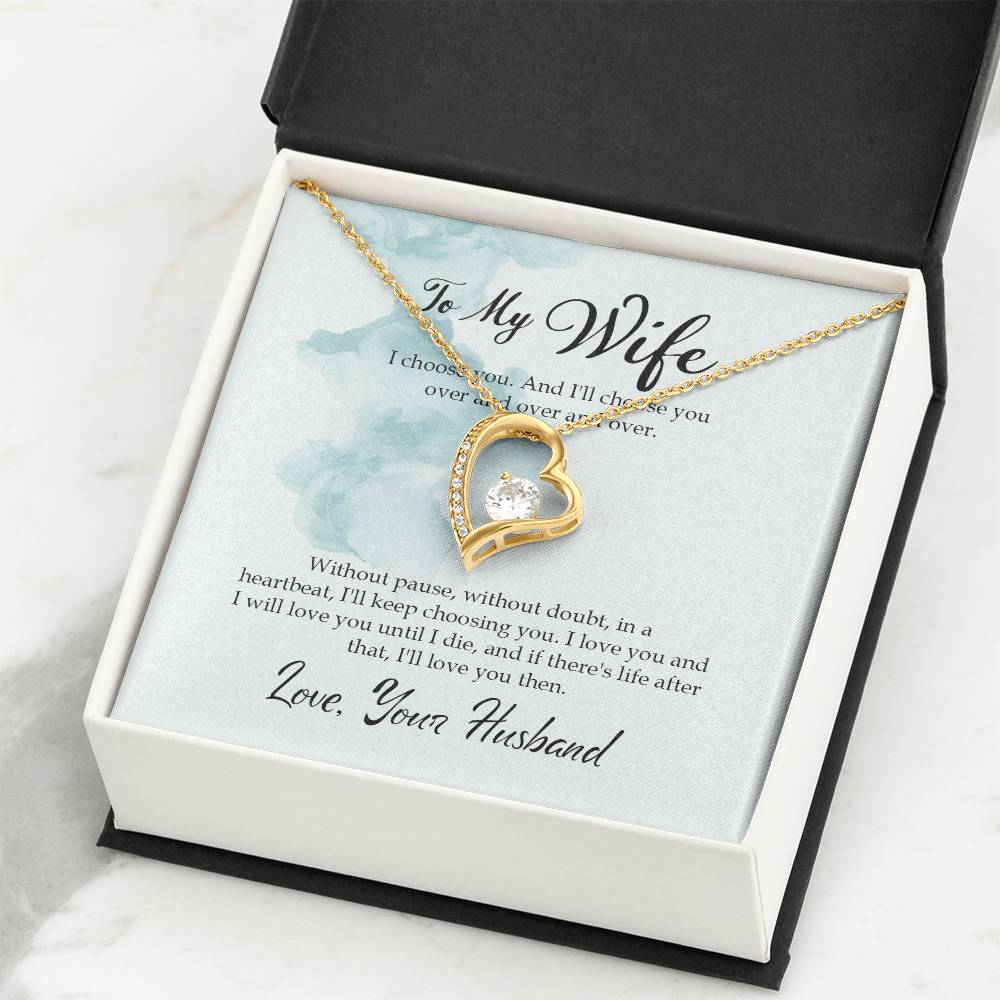 To My Wife Necklace - Special Love Jewelry for Wife from Husband for Birthday, Anniversary & Valentine’s Day - Forever Love Necklace