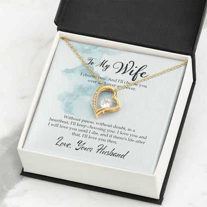 To My Wife Necklace - Special Love Jewelry for Wife from Husband for Birthday, Anniversary & Valentine’s Day - Forever Love Necklace