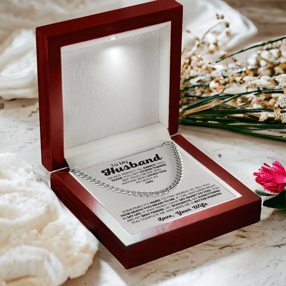 To My Husband Gift from Wife - I am not perfect - Christmas, Birthday & Valentine’s Day Gift for Him