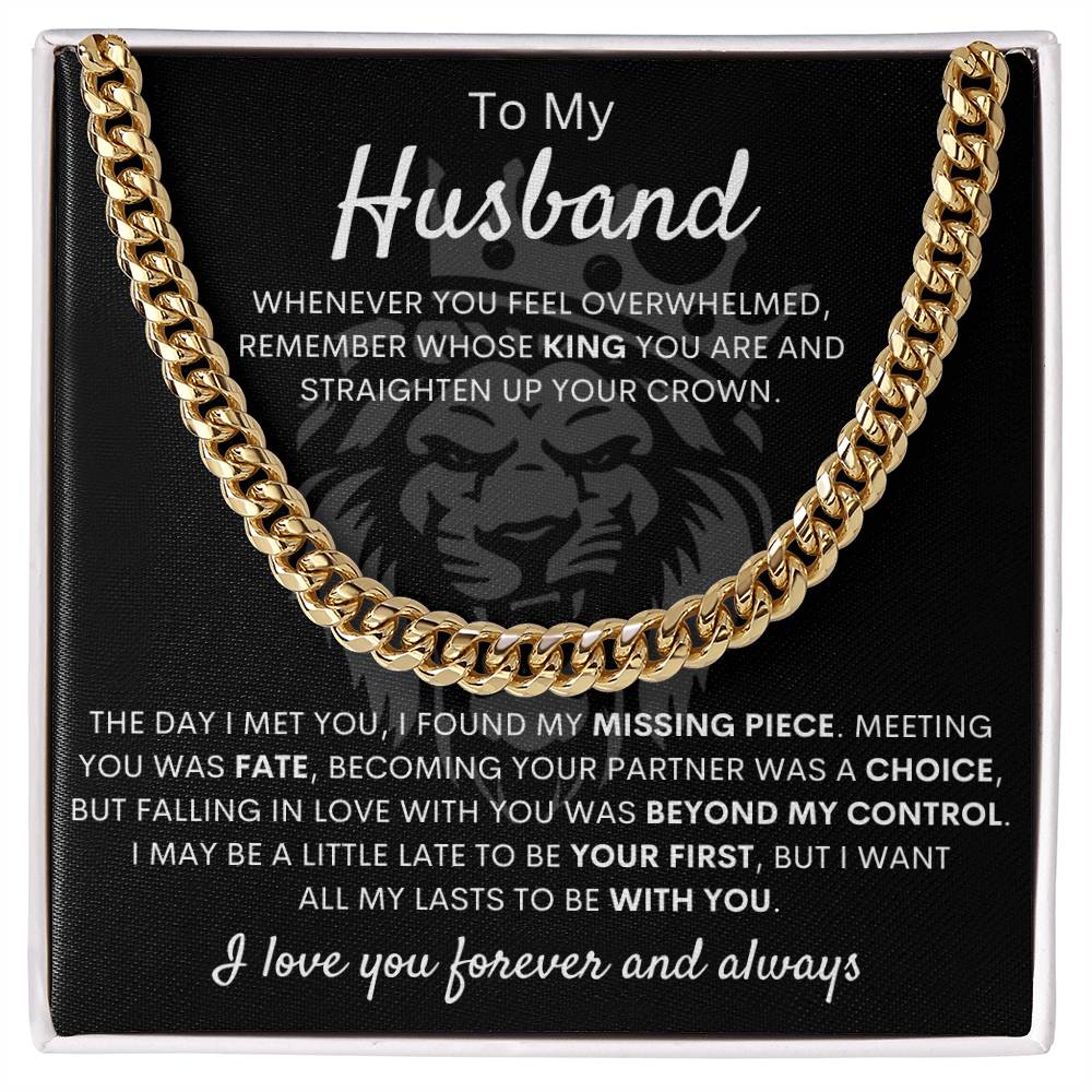 To My Husband – Cuban Link Chain – Wife to Husband Anniversary, Christmas & Birthday Gift