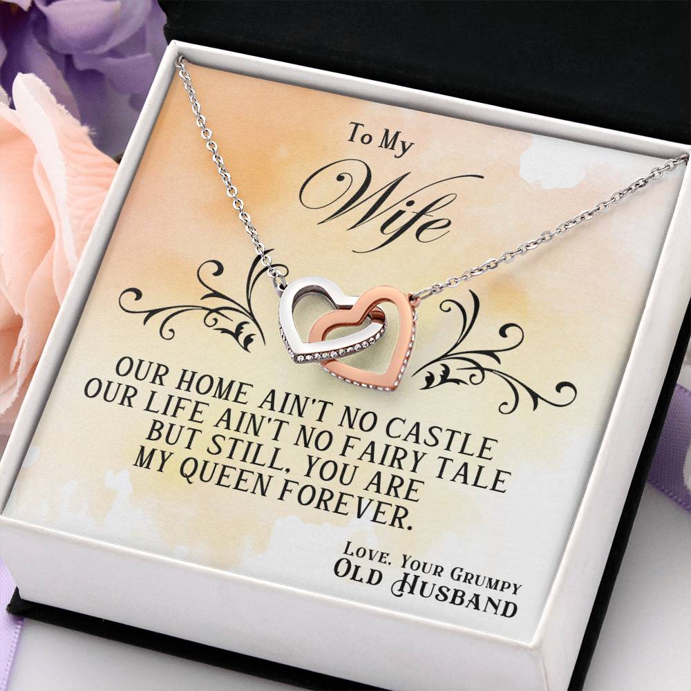 To My Wife Necklace - Romantic Gift for Anytime Love - Interlocking Hearts Necklace
