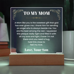 Acrylic Plaque Gift For Mom From Son, Loving Keepsake With Message, Special Gift For Her, To My Mom