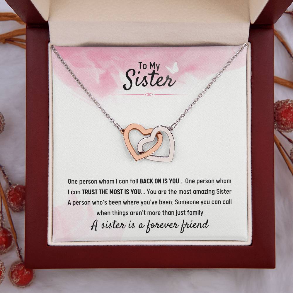 To My Sister - Gift for Sister - A sister is a forever friend - Interlocking Hearts Necklace