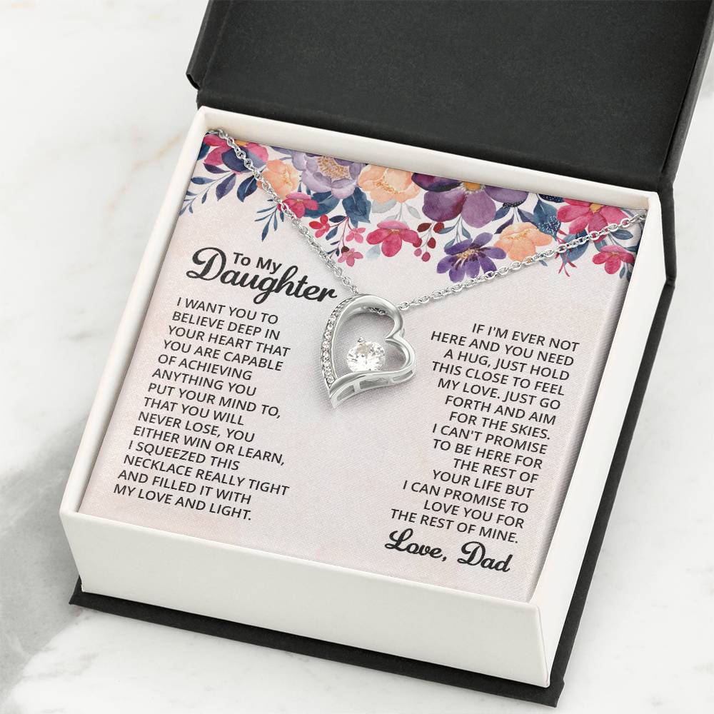 To My Daughter Necklace – Dad to Daughter Birthday Jewelry – Forever Love Necklace