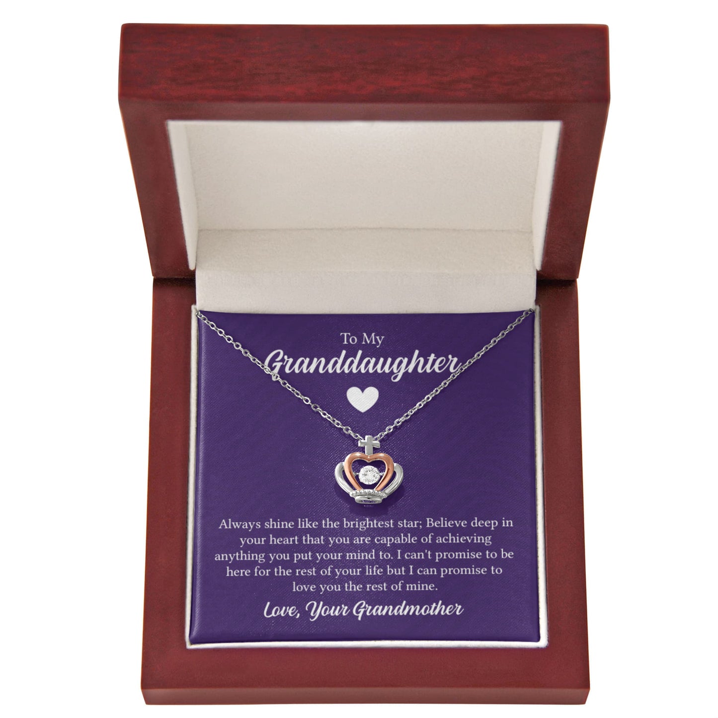 To My Granddaughter Necklace – Grandma to Granddaughter Jewelry Gift – Crown Pendant Necklace