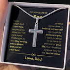 To My Son - As you grow older you will face many challenges in life - Son Gift from Dad - Artisan Cross Necklace