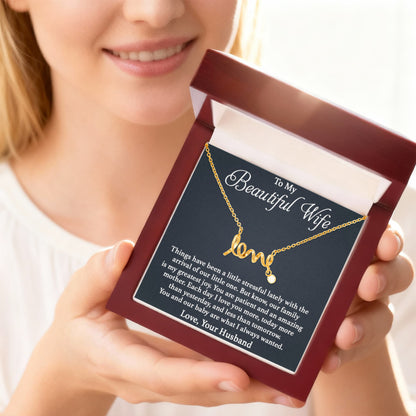 To My Beautiful Wife Necklace - Love Gift from Husband for Any Occasion - Scripted Love Necklace