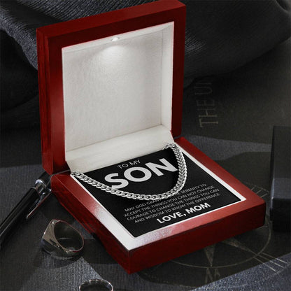 Men’s Cuban Link Necklace, Gift for Son from Mom, Fashionable Jewelry for Birthdays & Celebrations