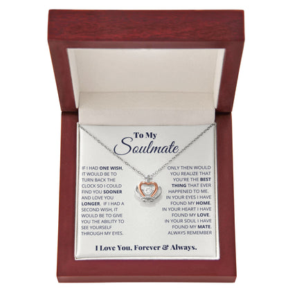 To My Soulmate Necklace - Romantic Soulmate Gift for Her for Christmas & Holiday Gifting - Crown Pendant Necklace