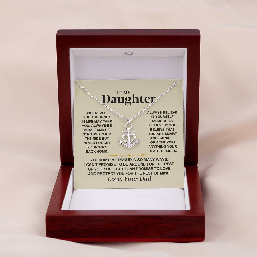 To My Beautiful Daughter Necklace - I Believe In You - Present for Daughter from Dad - Anchor Pendant Necklace