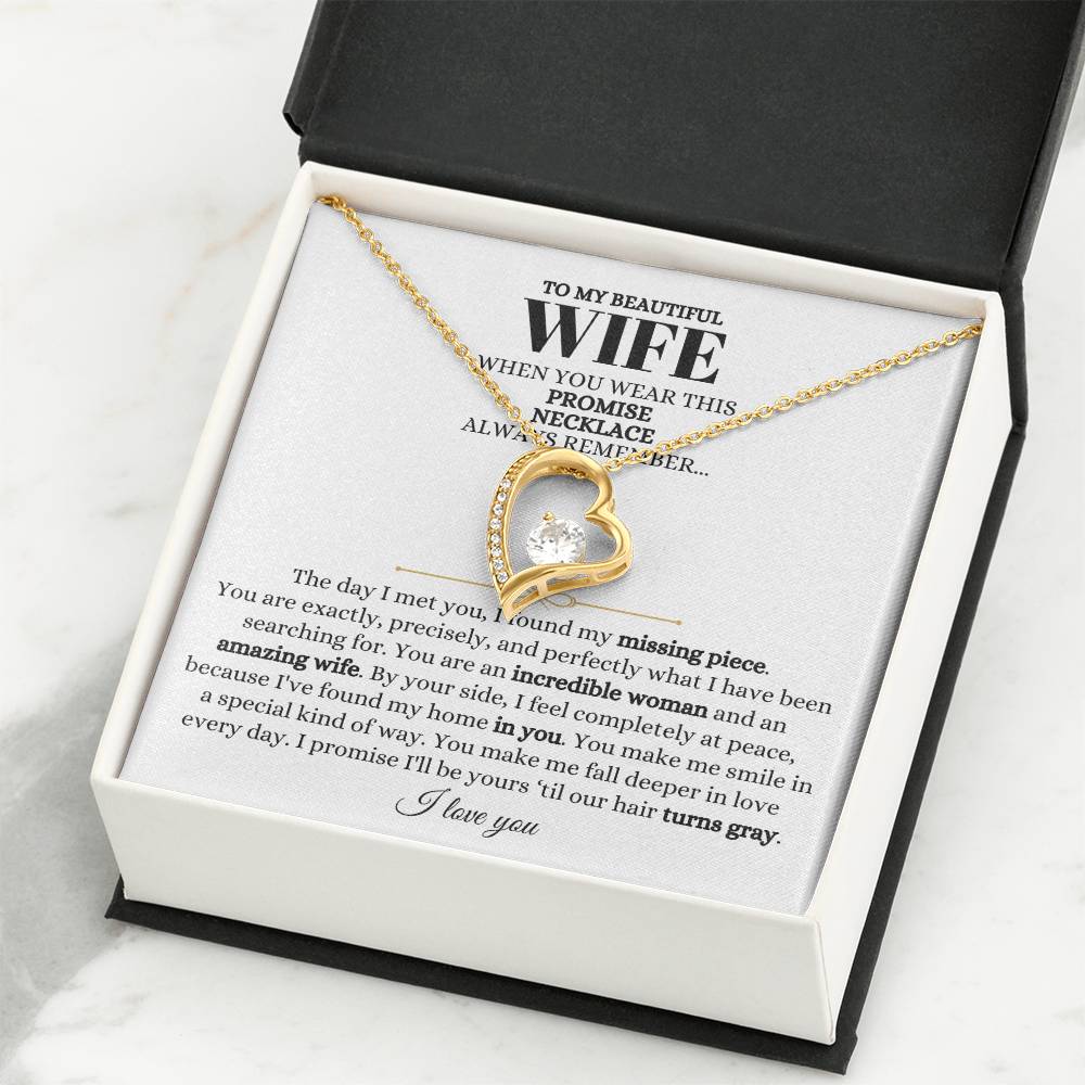 To My Beautiful Wife Necklace - Touching Romantic Gift for Wife from Husband for Christmas, Anniversary & Valentine’s Day - Forever Love Necklace