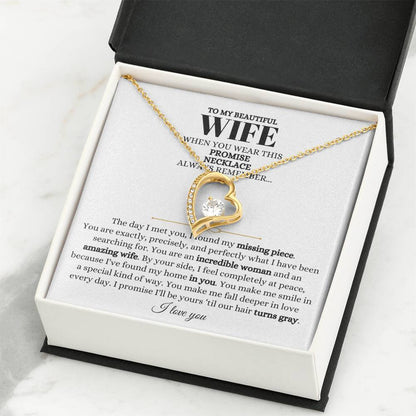 To My Beautiful Wife Necklace - Touching Romantic Gift for Wife from Husband for Christmas, Anniversary & Valentine’s Day - Forever Love Necklace